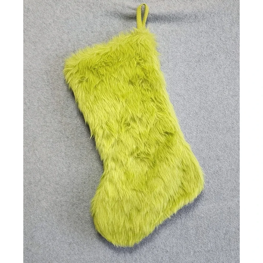 The Grinch Green Fuzzy‎ Stocking Christmas Decor Dr. Seuss 20